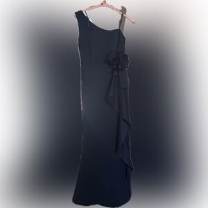 Jessica Howard elegant, one shoulder, special occasion, maxi dress, navy, size 8